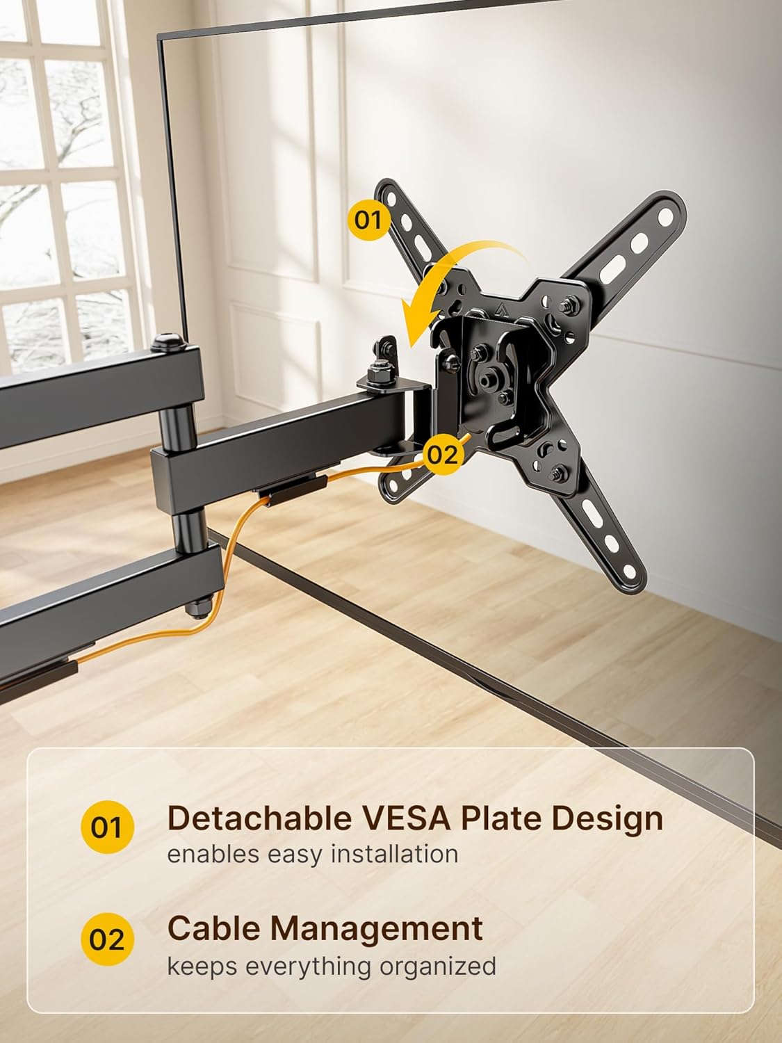 monTEK Full Motion TV Wall Mount Bracket for Most 13-43 Inch LED LCD Flat Screen TVs & Monitors, Swivel Tilt Extension Rotation with Articulating Arms, TV Mount Max VESA 200x200mm, up to 44lbs