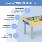 Delta Children Play N Store Building Bricks Play Table with 100+ Play Bricks Included - Large Brick Plate Compatible with LEGO, MegaBlocks & More - Legs Fold for Easy Under Bed Storage, Grey