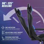Gaming Chair, Computer Racing Chair Ergonomic Office Chair Video Game Chairs for Adult Kids Teen Height Adjustable Reclining Chair with Lumbar Support Armrest Headrest Swivel Chair Game Chair, Blue