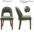 Wooden Dining Chairs Set of 6, Upholstered Kitchen Chairs with Walnut Wood Legs and Curved Linen Fabric Backrest, Modern Farmhouse Dining Room Chairs for Kitchen & Restaurant, Green