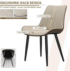 Dining Chairs Set of 6, Leather Modern Kitchen & Dining Room Chairs, Comfortable Upholstered Kitchen Chairs with Metal Legs Armless Side Chairs for Bedroom Restaurant Cafe, Khaki & Dark Grey