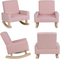 Toddler Rocking Chair, Kids Rocker Furniture with Comfy Thick Cushion & Solid Wood Base, Nursery Armchair Sofa for Bedroom, Baby Room, Suitable for 3-5 Years Old (Pink)