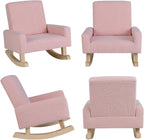 Toddler Rocking Chair, Kids Rocker Furniture with Comfy Thick Cushion & Solid Wood Base, Nursery Armchair Sofa for Bedroom, Baby Room, Suitable for 3-5 Years Old (Pink)