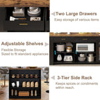 IBF 71" Large Kitchen Island with Storage, Rustic Wood Island Table with Seating for 4-6, Stationary Island Cabinet with Drawers, Fridge Space, Modern Counter Height Island Bar, Rustic Brown and Black