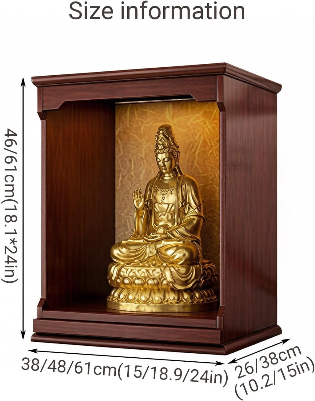 Solid Wood Tabletop Buddhist Table with Pull-Out Drawer, Tribute Personal Shrine Altar Table, Buddhist Prayer altars cabinets for Small Spaces(A,38 * 26 * 46cm/15 * 10.2 * 18.1in)