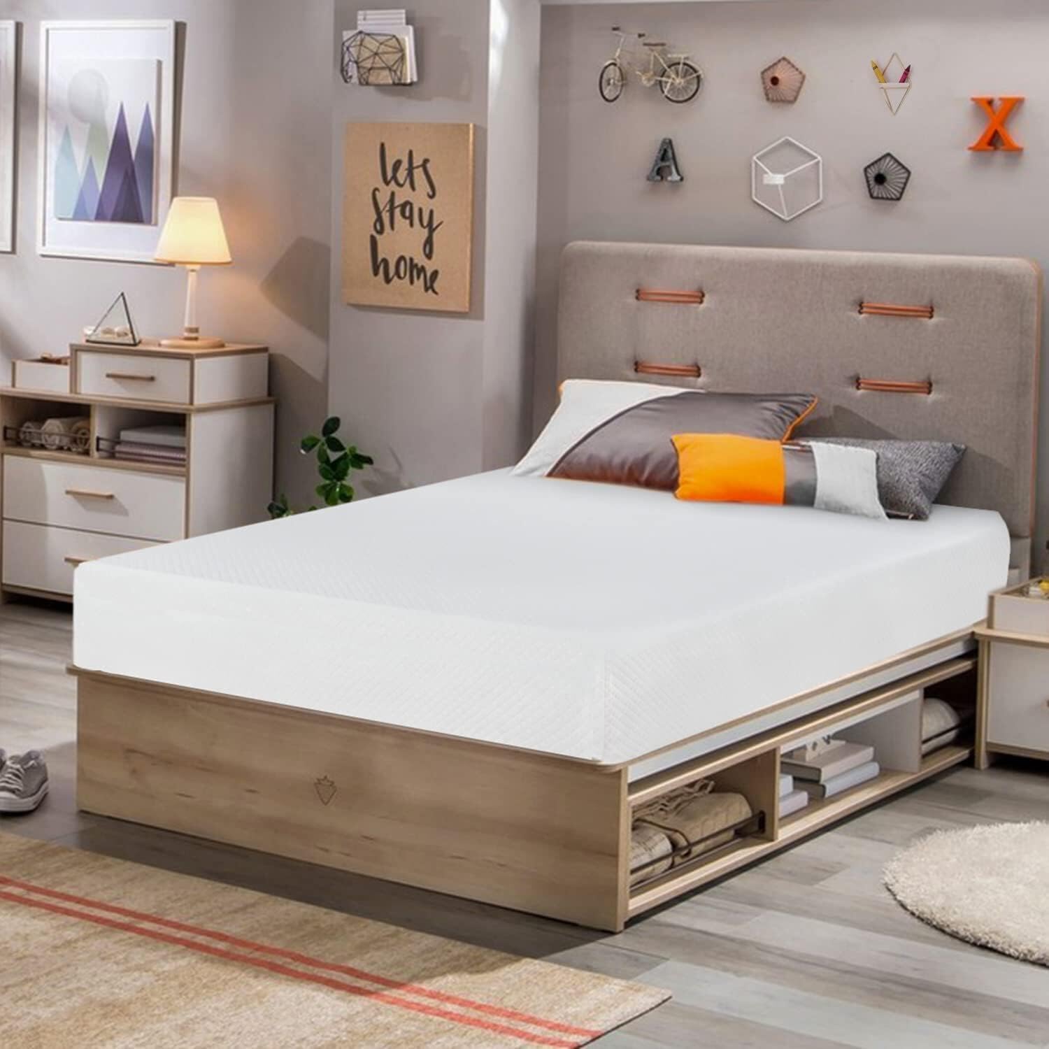 FDW | 5 Inch Twin Mattress | Medium Firm | Gel Memory Foam Mattress | White | Bed in a Box, CertiPUR-US Certified | Pressure Relief, Cooling Ventilated Foam | Washable Removable Cover