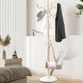 Wooden Coat Rack Free standing 18 Hooks, Vintage Coat Rack Stand for Entryway, Adjustable Height 73", Heavy Duty Coat Tree with Solid Round Base for Home Bedroom, Office (vintage White)
