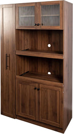 Farmhouse Kitchen Pantry Cabinet with Multi-Functional Pull-Out Shelves - 4 Doors, Multi-Tier Storage, Perfect for Kitchen & Dining Room