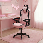 TTRACING Duo V4 Pink Gaming Chair with Wearable Cat Ears, Ergonomic Home Office Computer Desk Chair, Breathable Air Threads Fabric and Faux Leather, 135° Recline, 280lb Capacity, Kitty Puff
