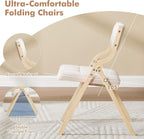 Folding Dining Chairs Set of 4,Padded Foldable Dining Chairs with Cushion,Portable Wooden Folding Chairs for Dining Rooms Kitchen Wedding and Party Indoor Beige