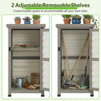 Small Outdoor Storage Cabinet with Metal Top, 2-Tier Patio Potting Bench & Garden Tool Organizer, Adjustable Shelf Corner Storage Cabinet for Balcony Backyard Porch
