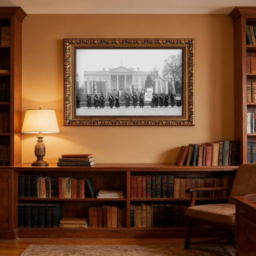 Women's Suffrage Voting Rights Protest At The White House Poster Posters Prints Canvas Deco Paintings Vintage Wall Art For Offices Living Rooms And Bedrooms Hanging Frame 12" L X 18" W