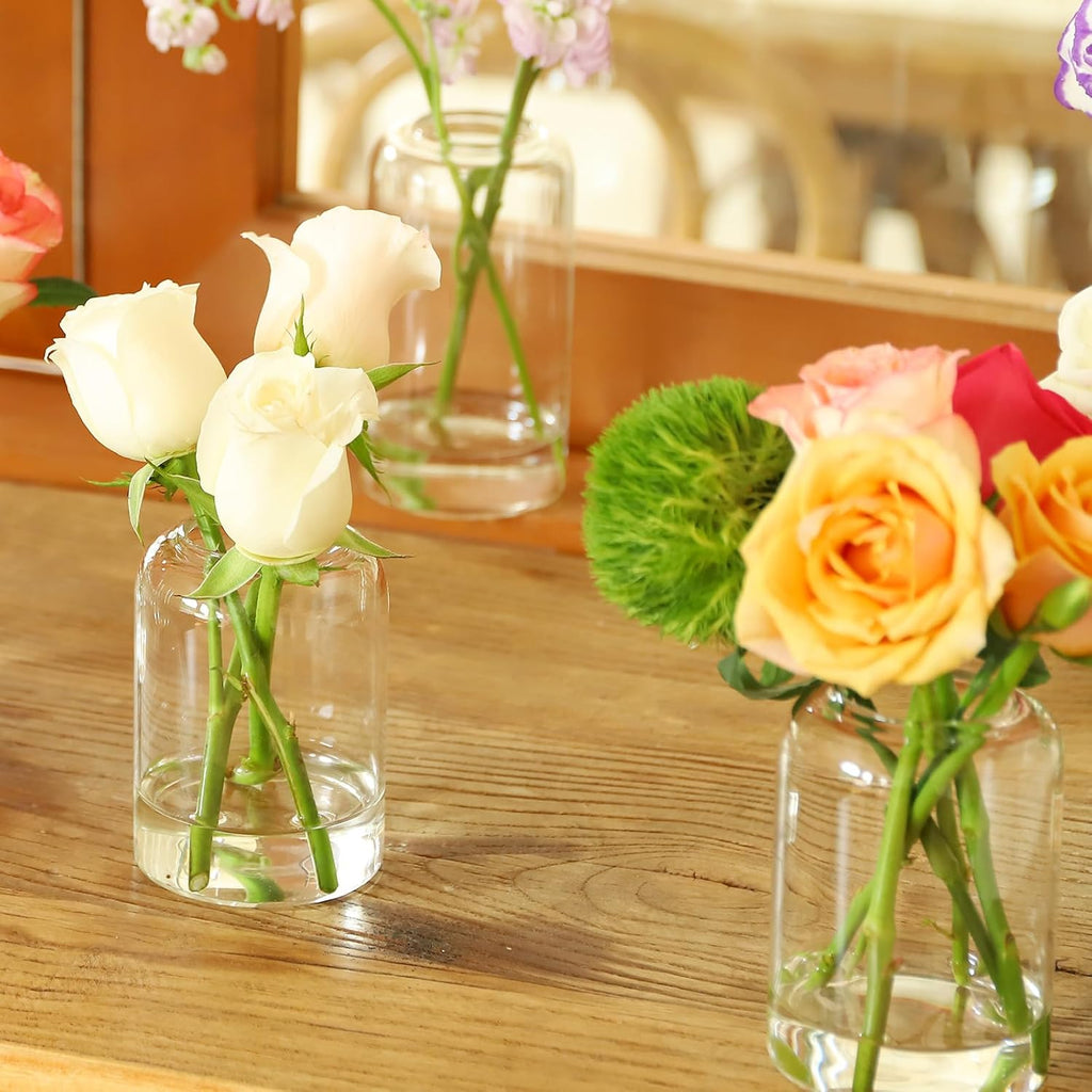 Glass Bud Vases Set of 24, Clear Flower Vase for Centerpieces, Small Vases for Flowers, Decor Centerpiece for Bathroom, Decorative Vases for House Warming