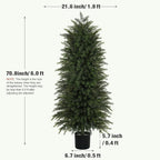 6FT Artificial Cedar Trees Set of 2, Realistic Faux Evergreen Topiary Bushes Plants, Outdoor Potted Fake Cypress Shrubs for Front Porch Garden Home Living Room Decor