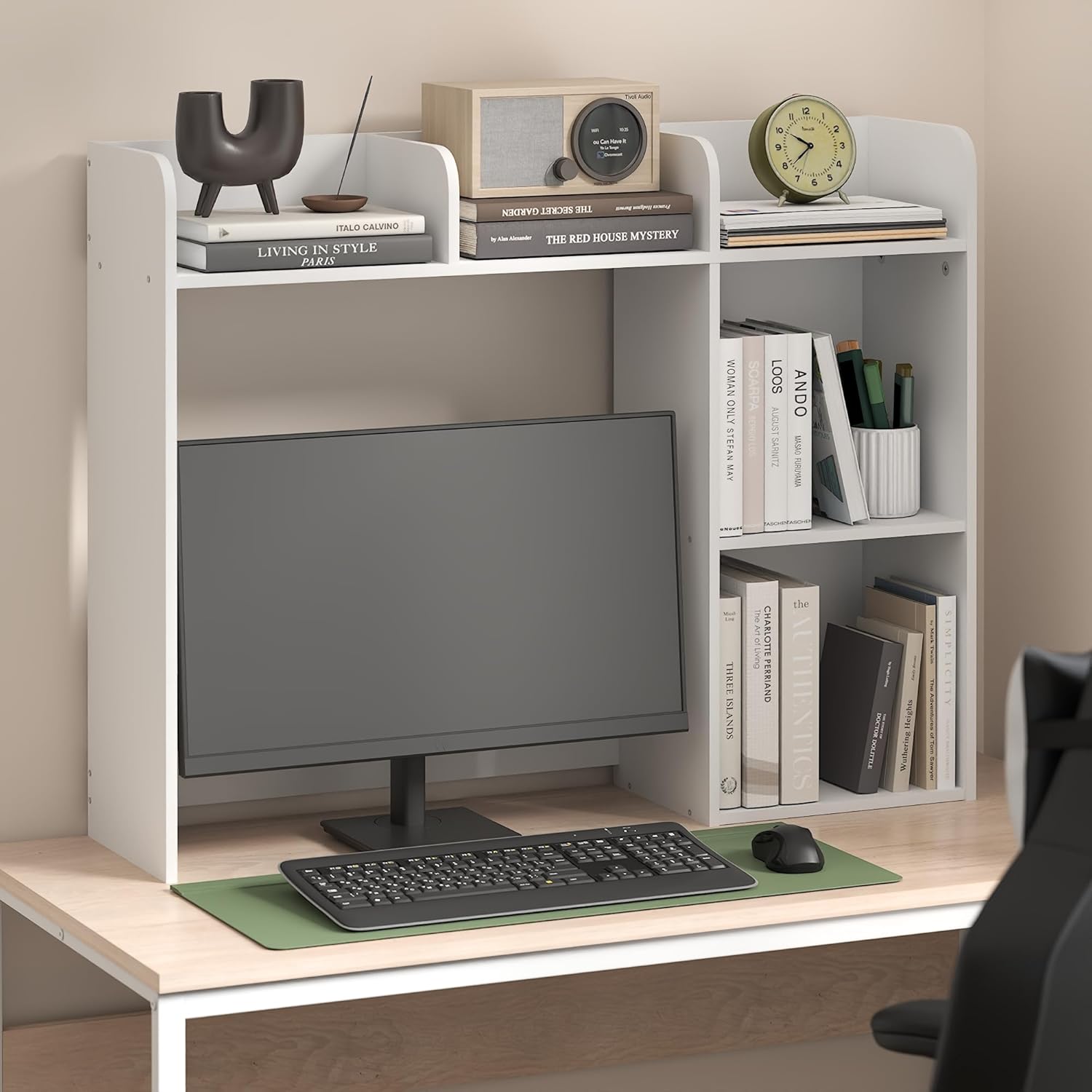 Furinno Classic Desk Shelf, 5-Shelf Desktop Hutch, Book Shelf, 3-Tier Desk Organzier, for Office Supplies, Office Desk Accessories, for Home Office, College, Dorm, White