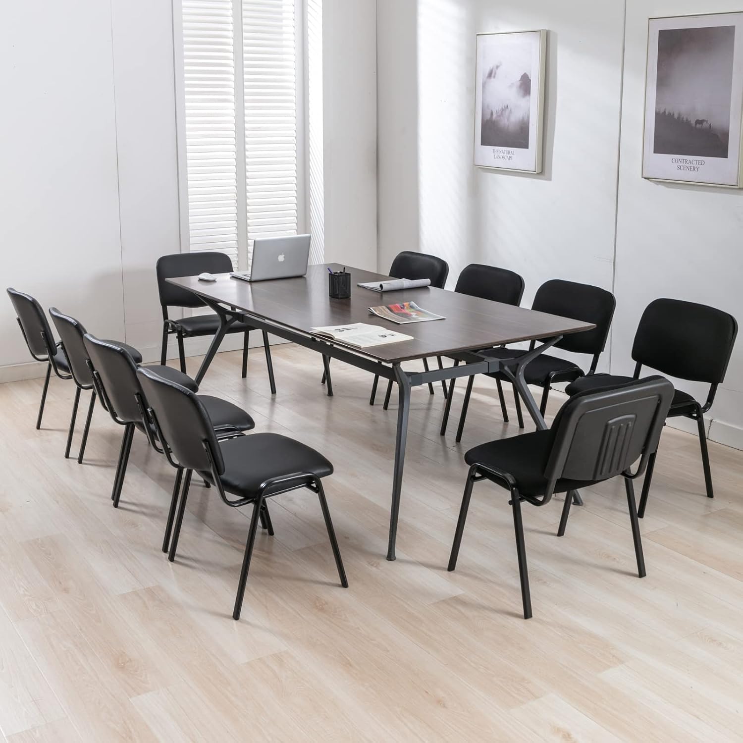 Stackable Chairs, Waiting Conference Room Office Reception Chair Armless Guest Stacking Chair for Breakroom Banquet Lobby Hall Training Room (Mesh-Cushion,Black,5PCS)