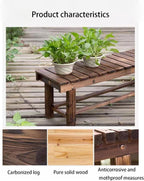DRemdo Wooden Garden Benches, Tree Benches, 35"，47"，59" Double Wooden Benches, Brown Wooden Benches, Wooden Tables with Flat Noodles seat(90 * 40 * 35cm)