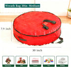 2 Pack 30" Wreath Storage Bags, Heavy Duty Christmas Wreath Organizer with Zipper & Handles, Large Holiday Storage for Wreaths, Garland & Greenery