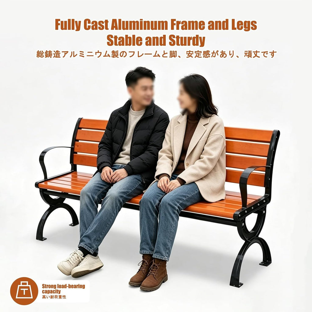 Garden Benches for Outdoors, Patio Benches for Outdoors, Features a Cast Aluminum Frame; Suitable for Front Porches, Parks, and Various Outdoor Spaces.(B Deluxe,150cm)