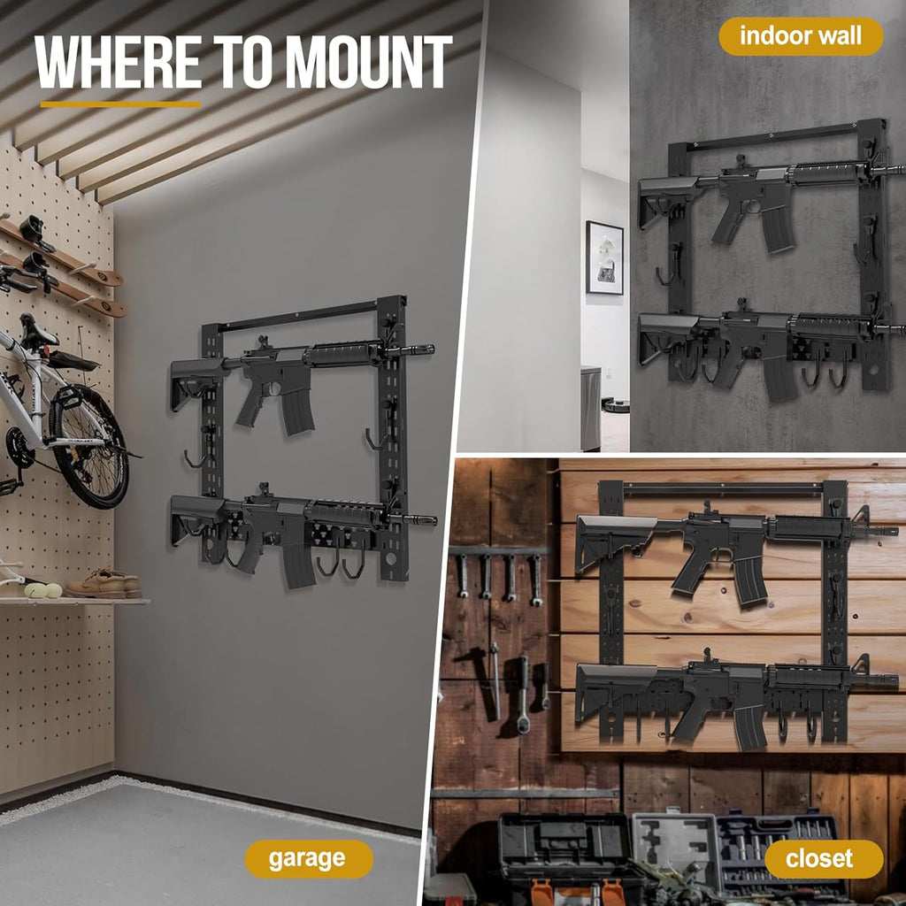 ONETIGRIS Gun Rack Wall Mount,Indoor Gun Rack for Wall with Shelf Horizontal and 1 Removable Gun Accessories Tray