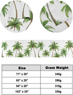 Green Palm Trees Bed Runner Scarf Cal King Size, Summer Botanical Tree Tropical Luxury Bed Throw Runners & Scarves for Twin Full Queen King Foot of Beds, Hotel Decoration, 102"x20"
