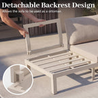 3-Seat Modular Aluminum Outdoor Sofa, Adjustable Reclining Design with Removable Side Table, All-Weather Patio Furniture Set with Water-Resistant Cushions for Backyard Poolside, Beige