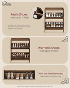 VASAGLE Shoe Storage Cabinet Organizer with 2 Flip Drawers, Freestanding Narrow Shoe Rack Cabinet for Entryway, Farmhouse Style, Fits 14 to 16 Pairs, Honey Brown UHSC203KB01S