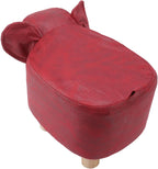Animal Footstool, Cute Elephant Shaped Ottoman with Soft Padded Cushion and Non Slip Feet, Kids Footstool for Bedroom Living Room Entryway (Red)