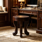 Rustic Round Wooden End Table, 13.5" H Dark Brown Solid Wood Accent Side Table with Sculptural Legs, Bedroom, Patio,