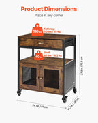 VEVOR Coffee Bar Cabinet, 24 Inch Farmhouse Bar Cabinet with Storage, Movable Coffee Table with Wheels & Mesh Door, Sideboard Buffet for Kitchen, Entryway