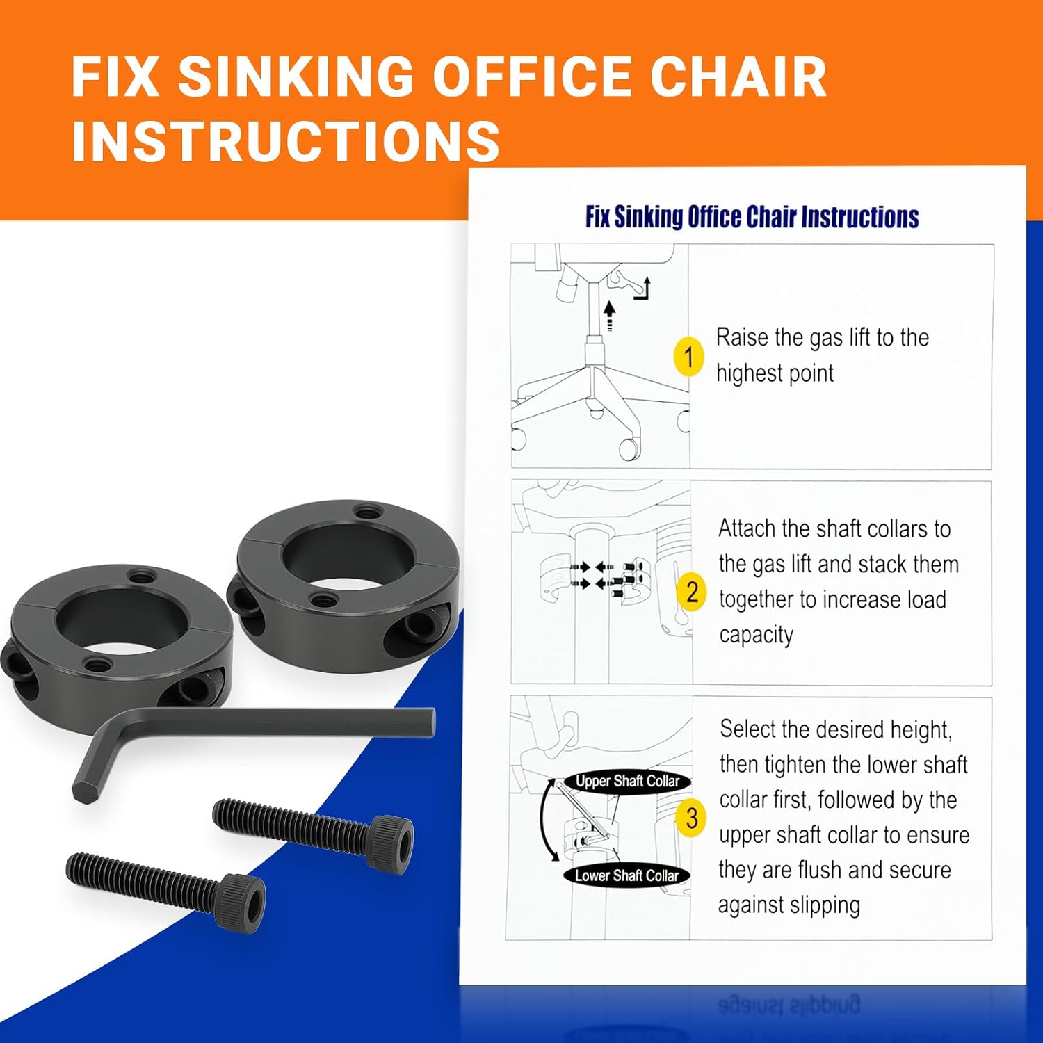Pro 28mm Gas Lift Cylinder Removal Kit | 700lb-Rated Office Chair Saver Tools with Poly-Cotton Gloves | Fix Sinking Chair Mechanism (Steel Construction)