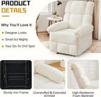 Korser Recliner Chair, Living Room Chairs for Adults, Thick Upholstered Manual Recliner with Side Pockets, Small Recliner for Small Spaces, Lounge Chair for Nursery Bedroom Apartment RV, Chenille