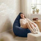 Gouchee Home Easy Collection Contemporary Polyester Upholstered Oversized Bean Bag Chair, Emerald