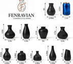 Black Ceramic Bud Vase Set of 10, Small Vases for Pampas Grass, Flowers, Mini Vases for Modern Home Decor, Minimalist Decor, for Living Room, Dining Table & Shelves