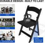 Resin Folding Chairs with Cushion - 4 Pack Black Folding Chairs, Lightweight Plastic Chairs, Comfortable Foldable Chairs for Wedding, Party, Home, Event, Indoor/Outdoor Use, 600lbs Capacity
