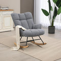 SAETSFEG Rocking Chair Nursery Teddy Upholstered Glider Rocker Rocking Accent Chair Padded Seat with High Backrest Armchair Comfy Side Chair for Living Room Bedroom Offices (Darkgrey Teddy)