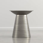 SIMPLIHOME Sheridan Metal Table - 18 inch Wide Solid Metal Round Side Table in Antique Nickel, Industrial Accent Table for Living Room or Office with Sculptural Design, Assembled