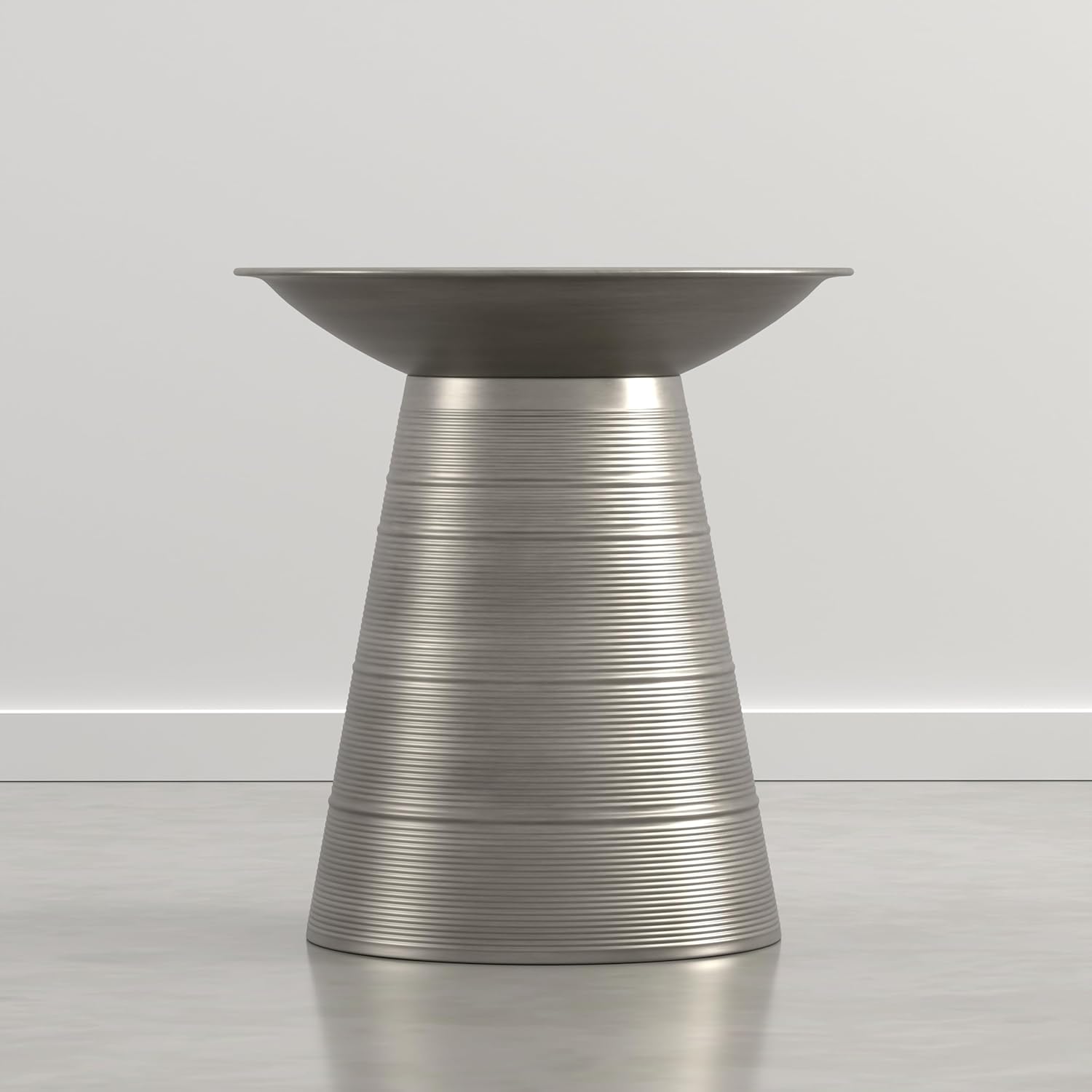 SIMPLIHOME Sheridan Metal Table - 18 inch Wide Solid Metal Round Side Table in Antique Nickel, Industrial Accent Table for Living Room or Office with Sculptural Design, Assembled