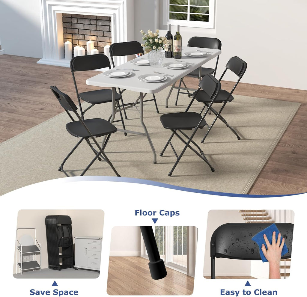 80 Pack Black Folding Chairs, Plastic Folding Chairs Outdoor Indoor, 350lb Capacity,Portable Event Chair, Lightweight Folding Chair,for Events Office Wedding Party Rental Picnic Patio