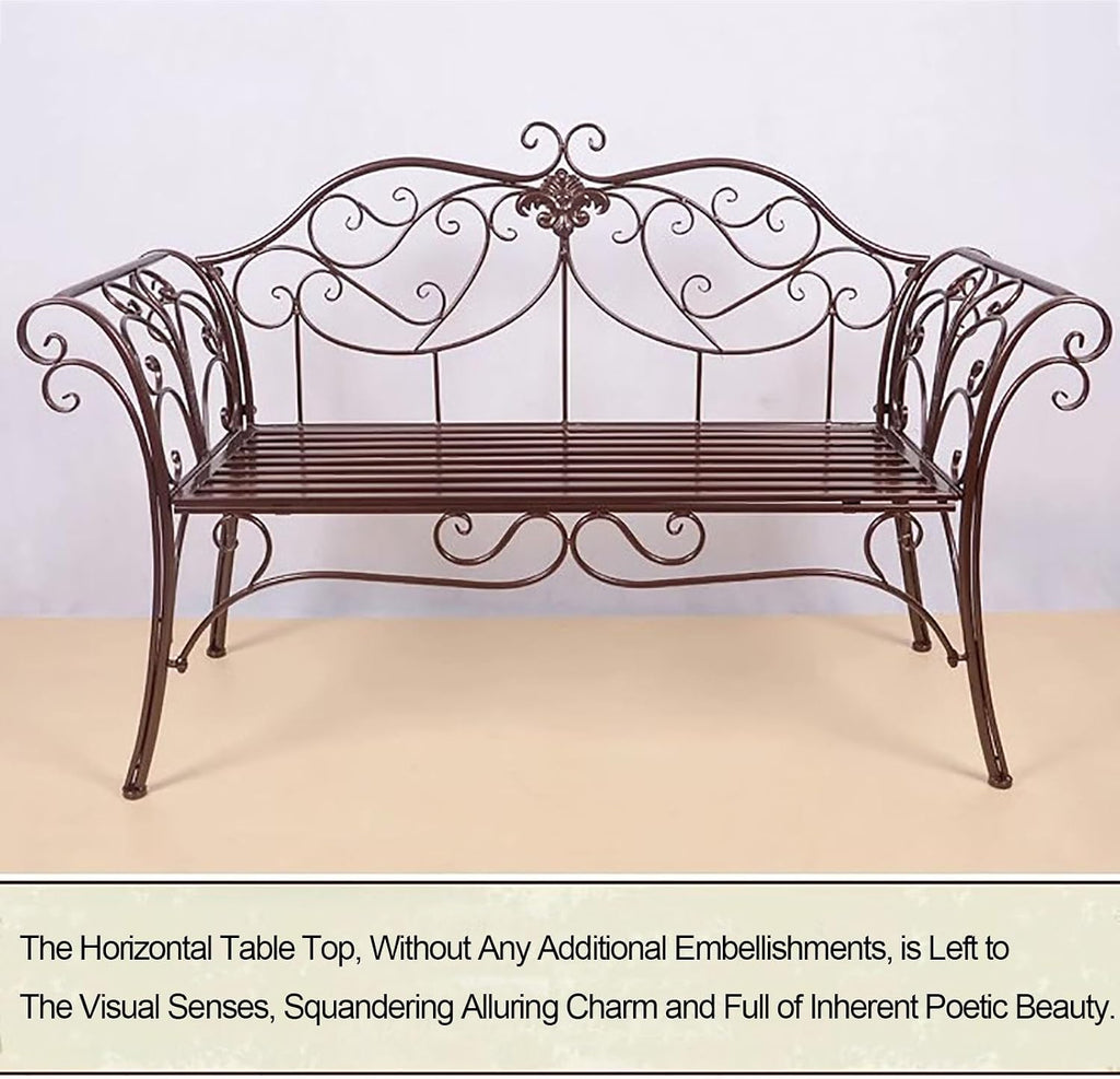 Bench，Outdoor Bench，Garden Bench Butterfly Cast Iron Metal with Armrests for Garden, Park,Yard, Patio, Porch(Yellow)