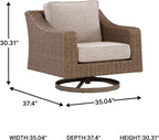 Signature Design by Ashley Carmel Bay Casual Weather and UV Resistant Outdoor Swivel Lounge with Cushion, Light Brown & Beige