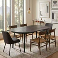 Extendable Black Table - Multifunctional Dining Desk, Office Workstation & Modern Coffee Table with Metal Legs, Adjustable 3-Size Conference Table for Home Kitchen Living Room