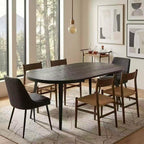Extendable Black Table - Multifunctional Dining Desk, Office Workstation & Modern Coffee Table with Metal Legs, Adjustable 3-Size Conference Table for Home Kitchen Living Room