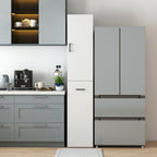 Kitchen Pantry Tall Freestanding Cabinet with 1 Door and 3-Tier Multi-Functional Pull-Out Storage Shelf for Kitchen, Dining Room, Living Room