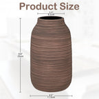 Briful Ceramic Vase for Home Decor, Rustic Brown Textured Decorative Vase for Pampas Grass, Modern Farmhouse Vase for Living Room Coffee Table, Dining Table Centerpiece, Entryway & Shelf (9.8” Tall)