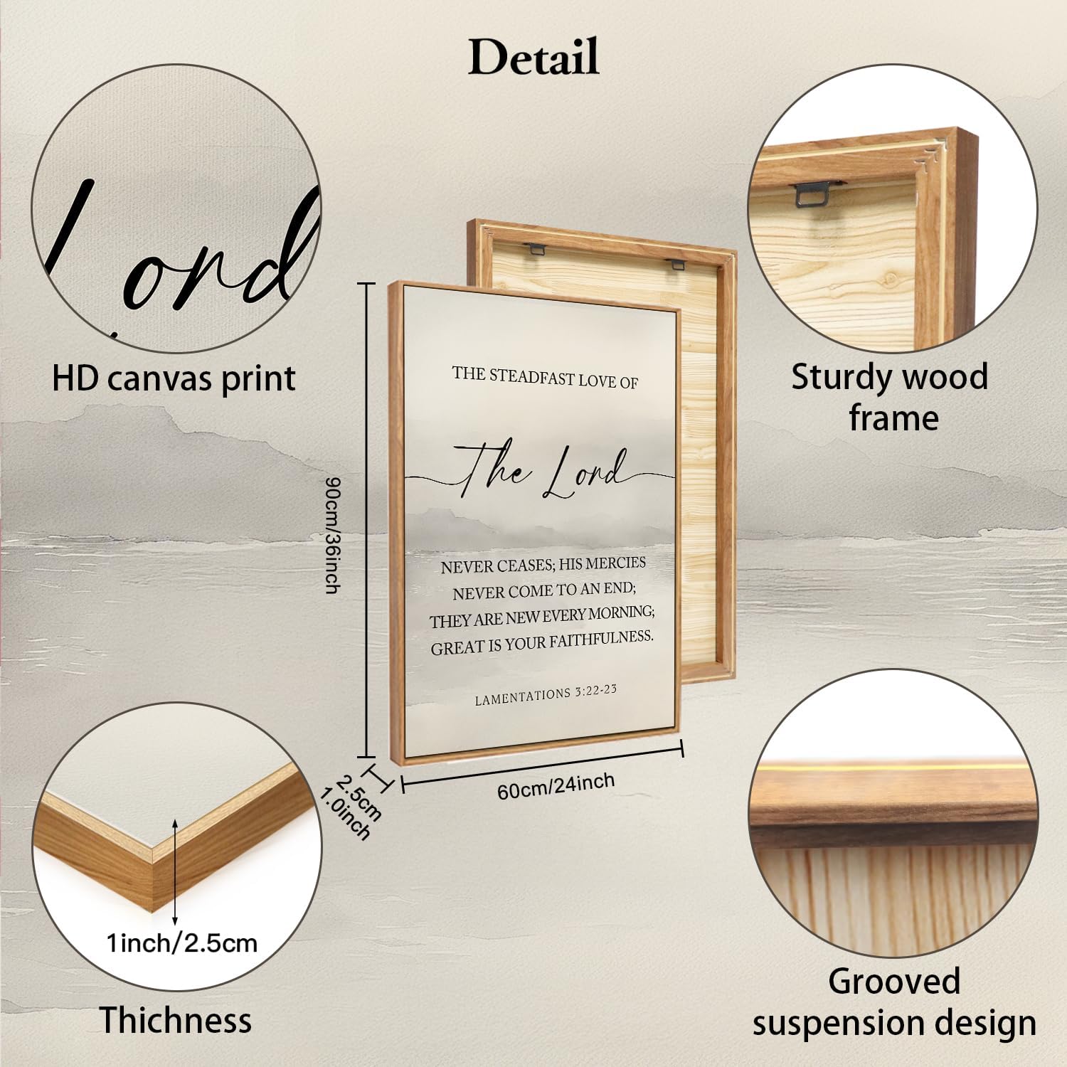 HLNIUC Christian Scripture Framed Wall Art Set of 3,The Lord Your God Is Good Wall Decor(24x36),Inspiring Easter Bible Verse Canvas Artwork,Modern Religious Quotes Prints for Church,Bedroom,LivingRoom