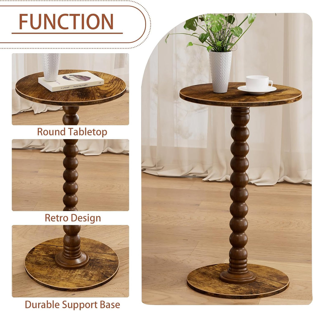 Drink Table, Drink Tables for Small Spaces, Modern Accent Nightstand with Solid Wood Leg for Living Room, Bathroom, Bedroom