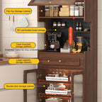 Pantry Cabinet, Kitchen Pantry Storage Cabinet with 3 Doors, Arched Pantry Cabinet, Farmhouse Tall Food Large Wood Pantry Storage Furniture for Kitchen Dining Room(Brown,50cm/19.7in)