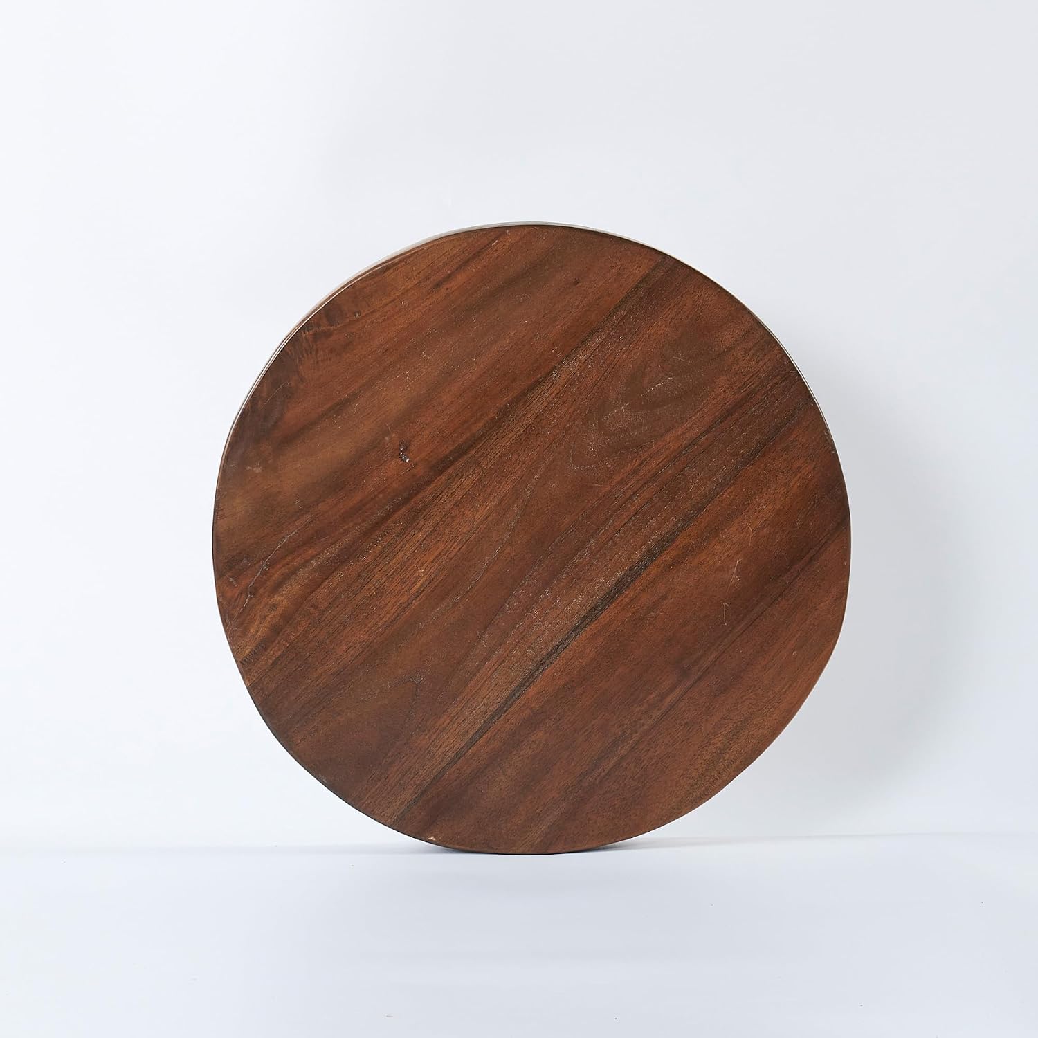 Round Teak Slice Slab Side Wood Table Top 17.7"x17.7"x1.96" Handmade Live Edge Handcrafted Plate Natural Solid Wooden Board for DIY Epoxy Resin End Table Slab Untreated Wall Home Décor