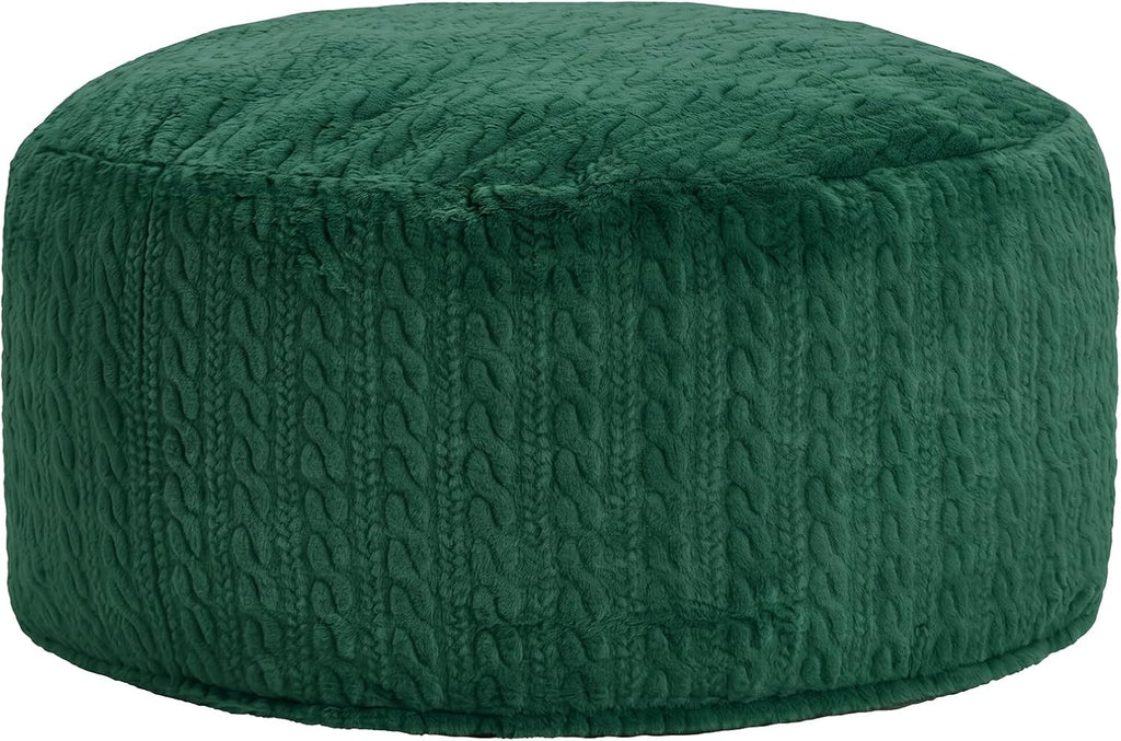 4FT Bean Bag Chair Large Beanbag Chairs for Adults with Memory Foam Removable Cover Luxurious Braided Fabric, Adult Bean Bag Chairs for Living Room Bedroom Gaming Dorm Office（Green,4FT-44"*44"*24"）